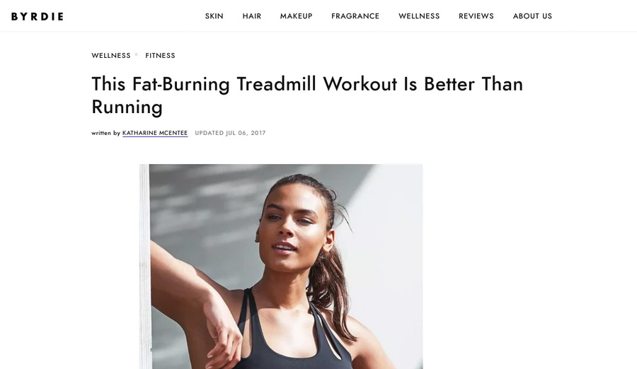 byrdie this fat burning treadmill workout is better than running