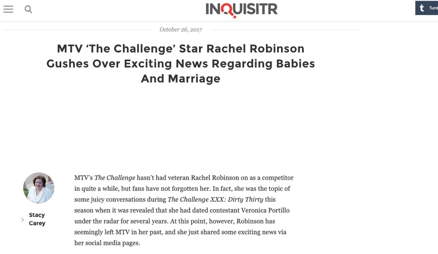 inquisitr mtv the challenge star rachel robinson gushes over exciting news regarding babies and marriage